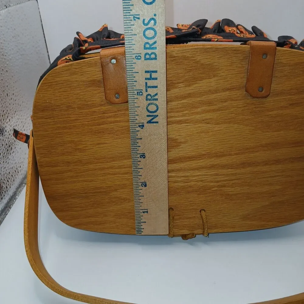Longaberger Basket Purse Bag Swing Handle Pumpkin Jack O Lantern Liner 1998 Sign